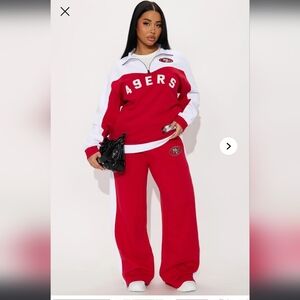 NFL San Francisco 49ers Red and White Wide leg Sweat Pants